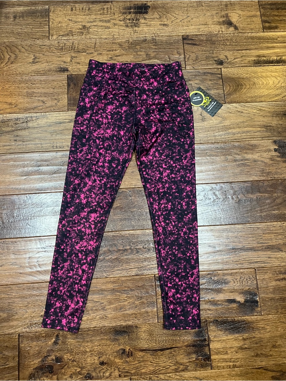Athletic works Girls' size 10-12 Black & Pink Printed Active Leggings